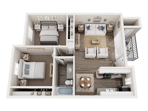 Floor plan for 2 beds, 1 bath, 830 sqft